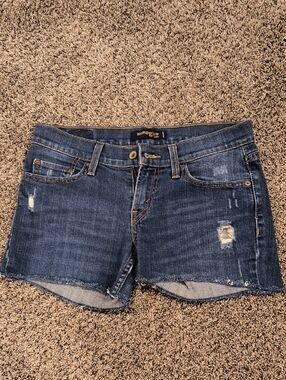 Levi's Dark Blue Distressed Denim Cutoff Shorts